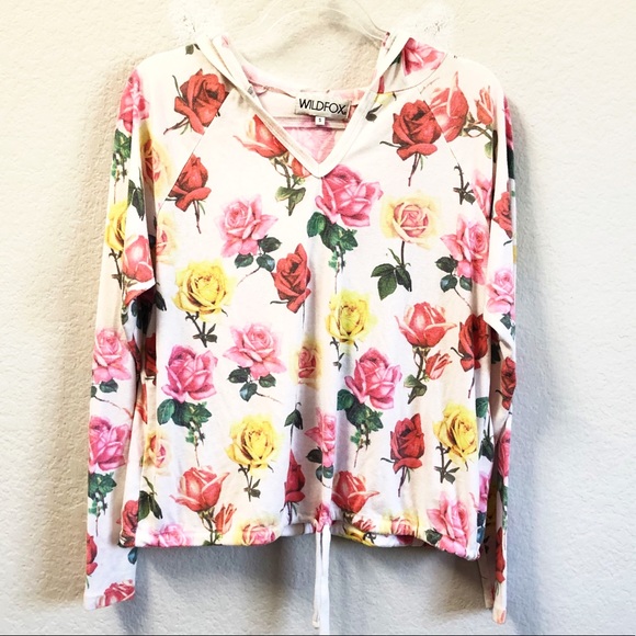 Wildfox Tops - Wildfox Bright Roses Hoodie Pullover Shirt